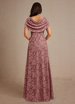 Azazie Branford vestidos de madre de la novia Vestido de Rosa Polvorienta de Devorado Floral de Corte En A con Plisado image3