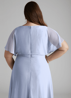 Azazie Aaliyah Modest Bridesmaid Dresses A-Line Scoop Pleated Chiffon Floor-Length Dress image10