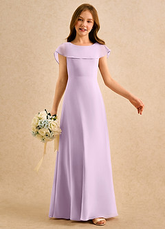 Azazie Kittie Girls Formal Robe Demoiselle D'honneur Fillette Robe Trapèze en Mousseline de soie Frostiges Flieder image6