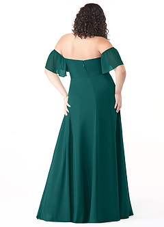 Azazie Sue Brautjungfernkleider Wandelbar A-Linie Schulterfrei Chiffon Kleid Pfau image8