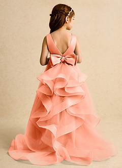 Azazie Lior Blumenmädchenkleider Ballkleid Plissee Tüll Kleid Sonnenuntergang image8