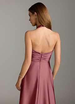 Azazie Tessie Bridesmaid Dresses Desert Rose A-Line Pleated Stretch Satin Dress image7
