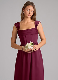 Azazie Hattie Bridesmaid Dresses Mulberry A-Line Corset Stretch Satin Dress image6
