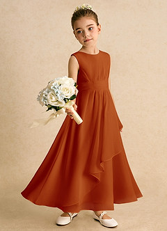 Azazie Edelweiss Flower Girl Dresses Paprika A-Line Pleated Chiffon Dress image3