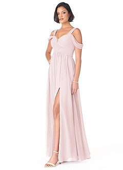 Azazie Lianne Jurken voor bruidsmeisjes Jurk van Chiffon met A-Lijn Off the Shoulder Blozend Roze image3