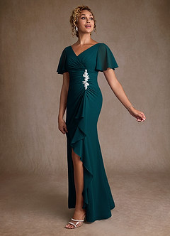 Azazie Suffolk Abiti per la Madre della Sposa Abito A-Line in Chiffon Plissettato Pino image2