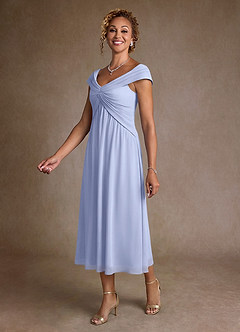 Azazie Mirta Mère de la mariée Robes Robe Trapèze en Blumen-Burnout Plissée Eis image4