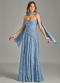 Azazie Gabriela Bridesmaid Dresses Powder Blue A-Line Strapless Floral Burnout Dress image1