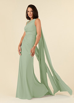 Azazie Franchesca vestidos de madre de la novia Vestido de Salvia Polvorienta de Chifón elástico de Sirena con Plisado image2