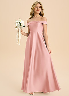 Azazie Sissy Junior Klänning av A-Line i Stretch Satin Off the shoulder image3