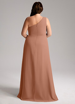 Azazie Brooke Bridesmaid Dresses Bronzer A-Line One Shoulder Chiffon Dress image2