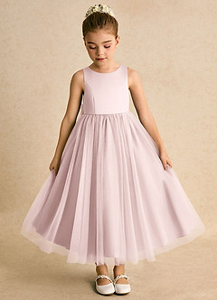 Azazie Solia Abiti da Ragazza di Fiori Abito Principessa in Tulle Fiocco Rosa Rossore image6