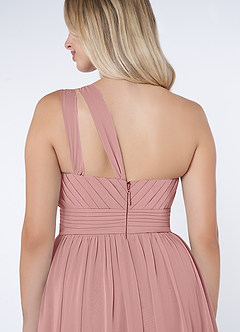 Azazie Molly Final Sale Dusty Rose A-Line One Shoulder Chiffon Dress image3