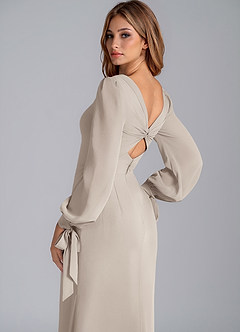 Azazie Leigh Bridesmaid Dresses Frost Mermaid Long Sleeve Chiffon Dress image2