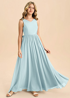 Azazie Hathaway Junior Sea Glass A-Line Bow Chiffon Dress image2
