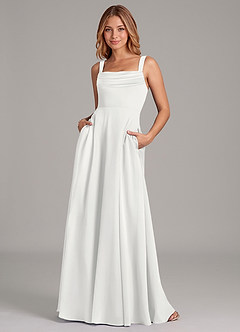 Azazie Shaude Bridesmaid Dresses White A-Line Pleated Chiffon Dress image1