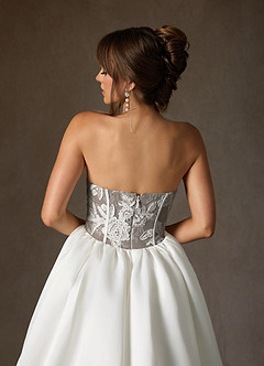 Azazie Mirabeth Abiti da Sposa Abito Principessa in Pizzo Senza Cinturino Bianco Diamante Cacao image7