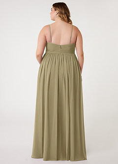 Azazie Alia Bridesmaid Dresses Moss Green A-Line Pleated Chiffon Dress image7