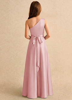 Azazie Puddles Girls Formal Flower Girl Klänningar Klä A-Line i Stretch Satin Ena axeln image2