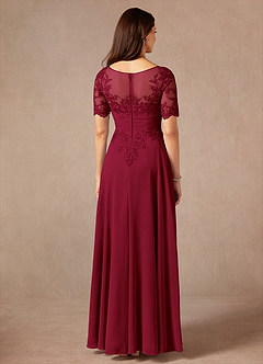 Azazie Raissa Mother of the Bride Dresses Burgundy A-Line Lace Chiffon Dress image2