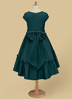 Azazie Lee Flower Girl Dresses Pine A-Line Bow Stretch Satin Dress image9