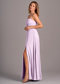 Azazie Carolyn Bridesmaid Dresses Frosted Lilac A-Line Pleated Chiffon Dress image3