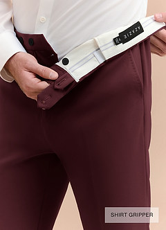front Ethan Cabernet Refined Weave Performance Suit