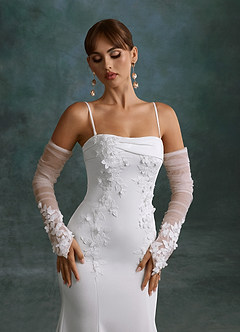Azazie Katniss Robes de mariée Robe Sirène en Crêpe Dos Satin Bustier Diamant Blanc Champagne image6