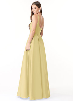 Azazie Neve Vestidos de damas de honor Vestido de Sorbete De Limón de Satén Elástico de Corte Princesa con Con bolsillos image4