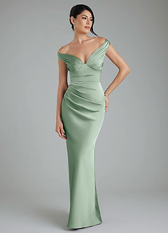 Azazie Stella At-home Try On Dresses Agave Sheath Corset Stretch Satin Convertible Dress image1