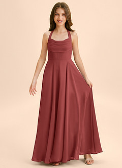 Azazie Kady Junior Terracotta A-Line Sweetheart Neckline Chiffon Dress image3