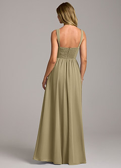 Azazie Rosaline Bridesmaid Dresses Moss Green A-Line Side Slit Chiffon Dress image6