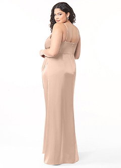 Azazie Maci Bridesmaid Dresses English Rose A-Line V-Neck Pleated Stretch Satin Dress image14
