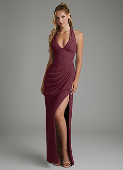 Azazie Tina Brautjungfernkleider Meerjungfrau-Linie Korsett Chiffon Kleid Cabernetrot image4
