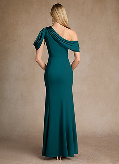 Azazie Paris Mother of the Bride Dresses Peacock Mermaid Pleated Stretch Crepe Dress image3