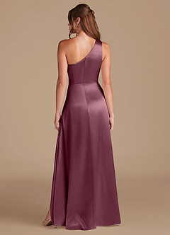Azazie Brooke Bridesmaid Dresses Cabernet A-Line One Shoulder Metallic Satin Dress image7