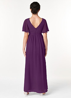 Azazie Temeka Junior Grape A-Line Pleated Chiffon Dress image2