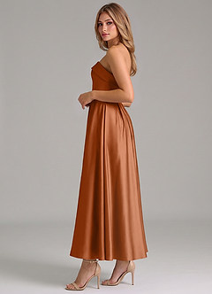 Azazie Lucienne Suknie dla druhen Linia A Pofałdowany Satyna elastyczna Długość kostki Sukienka image3