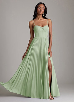 Azazie Akiko Abiti da Damigella Abito A-Line in Chiffon Scollo a Cuore Verde Salvia image1