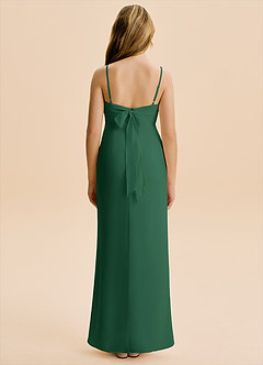 Azazie Mai Junior Vestido de Verde Oscuro de Gasa de Corte Recto con Plisado image2