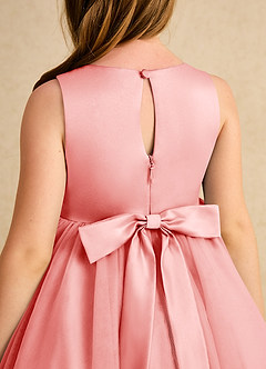 Azazie Prima Flower Girl Dresses Coral A-Line Bow Tulle Dress image6