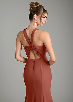 Azazie Rue Bridesmaid Dresses Auburn A-Line Halter Chiffon Dress image6