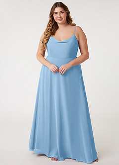 Azazie Daenerys Jurken voor bruidsmeisjes Jurk van Chiffon met A-lijn Frock Poederblauw image8