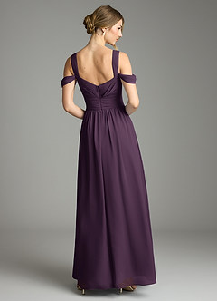 Azazie Lianne Bridesmaid Dresses Plum A-Line Off the Shoulder Chiffon Dress image7