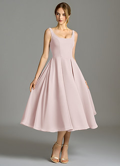Azazie Amalie Bridesmaid Dresses Blushing Pink A-Line Pleated Chiffon Dress image3