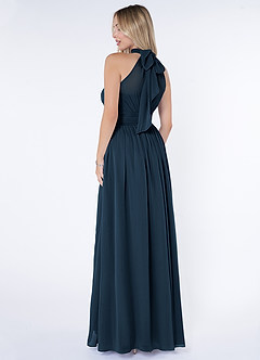 Azazie Iman Bridesmaid Dresses Dark Navy A-Line A-Line Ruched Chiffon Dress image5