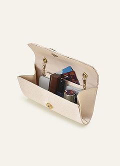 front Pochette portefeuille en satin plissé cristal