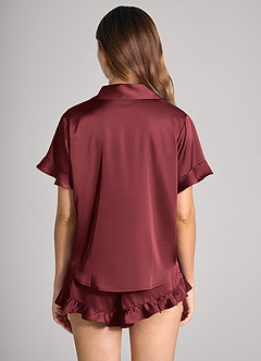 front Matching Color Personalized Embroidered Name Ruffled Short Sleeve Pajama Set