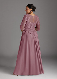 Azazie Mirielle Mother of the Bride Dresses Vintage Mauve A-Line Scoop Lace Chiffon Dress image8