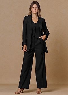 front Rowan Black Refined Weave Performance 2-Piece Suit